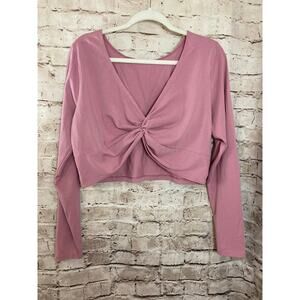 Hollister Rose Pink Twist Front Long Sleeve Crop Top